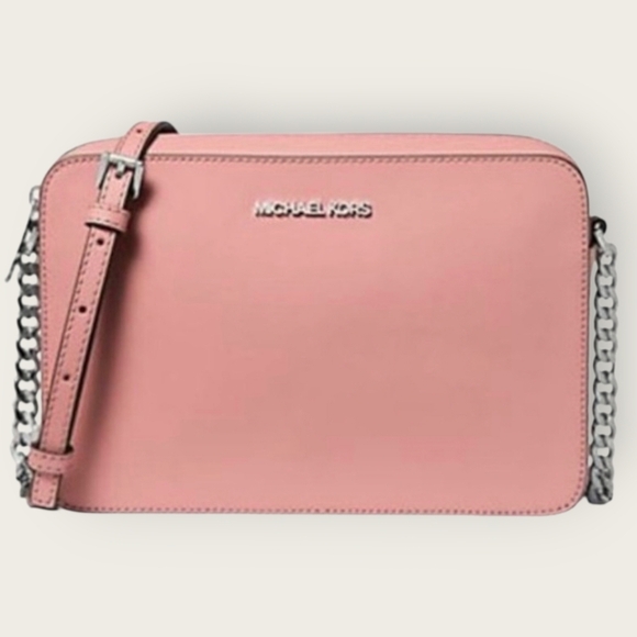 Michael Kors Handbags - Michael Kors Pink Primrose Leather Crossbody Bag with Chain Strap